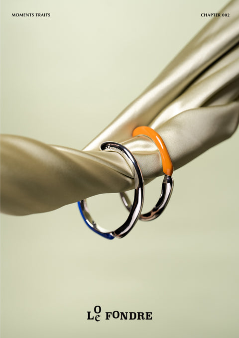 Silver & Orange Maverick Sculptured Bracelet