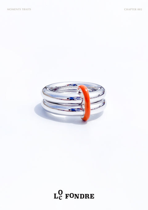 Four Way Silver & Orange Maverick Linked Rings