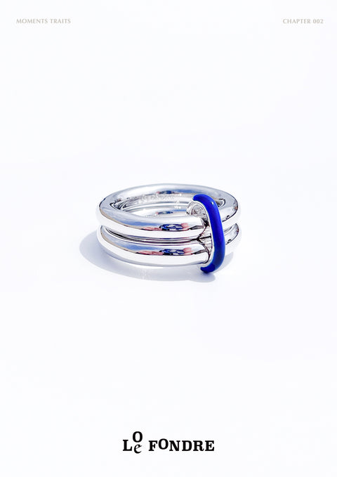 Four Way Silver & Blue Maverick Linked Rings