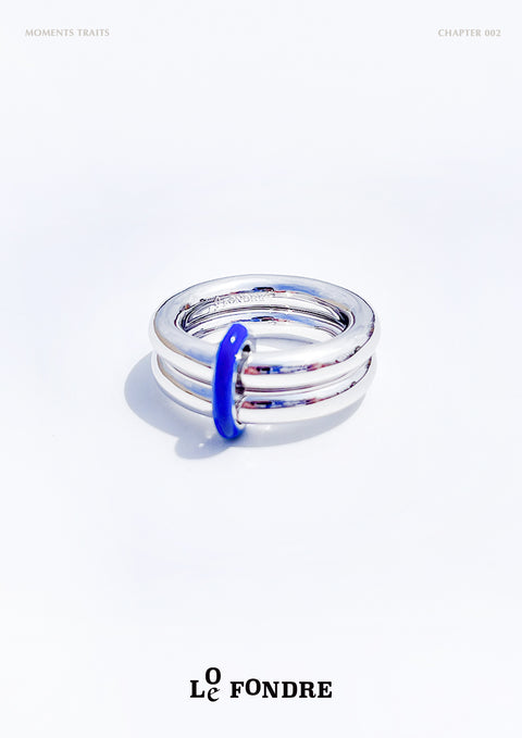 Four Way Silver & Blue Maverick Linked Rings